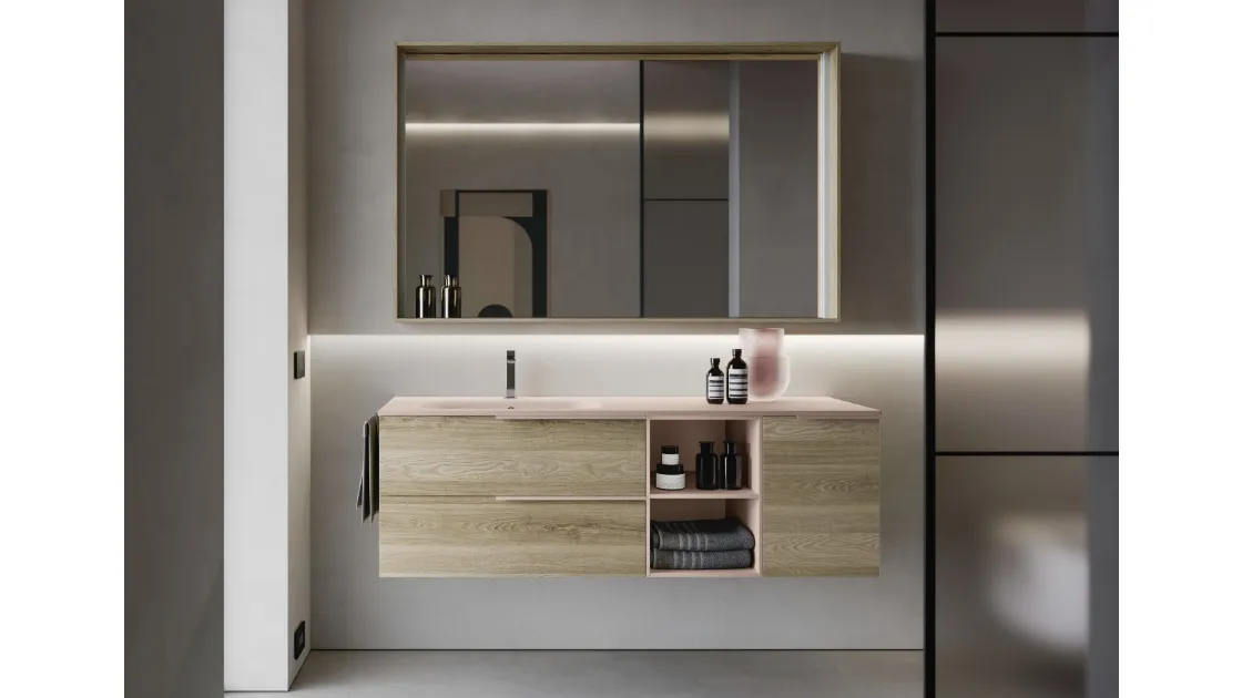 Mobile da Bagno sospeso My Time 01 in rovere polo di Ideagroup