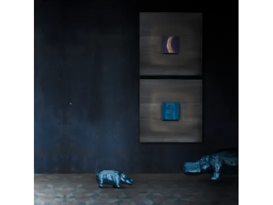 Quadro artistico in metallo in finitura golden black Art of Museum di Adriani e Rossi