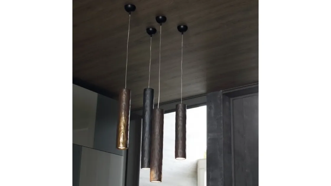 Lampada a sospensione in metallo bronzato Candle di Adriani e Rossi