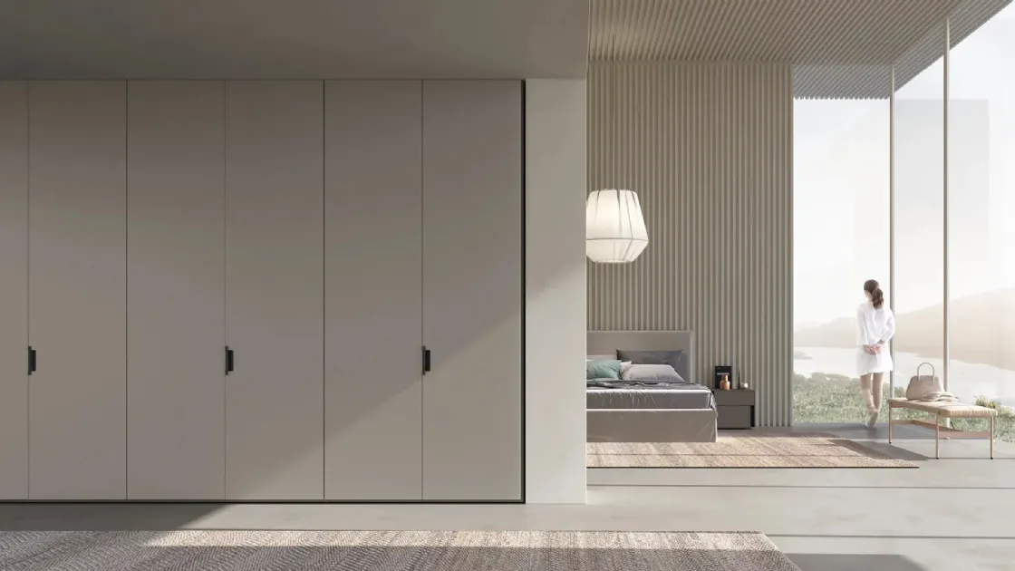 Armadio Atelier ad anta battente Line in laccato opaco di Adok