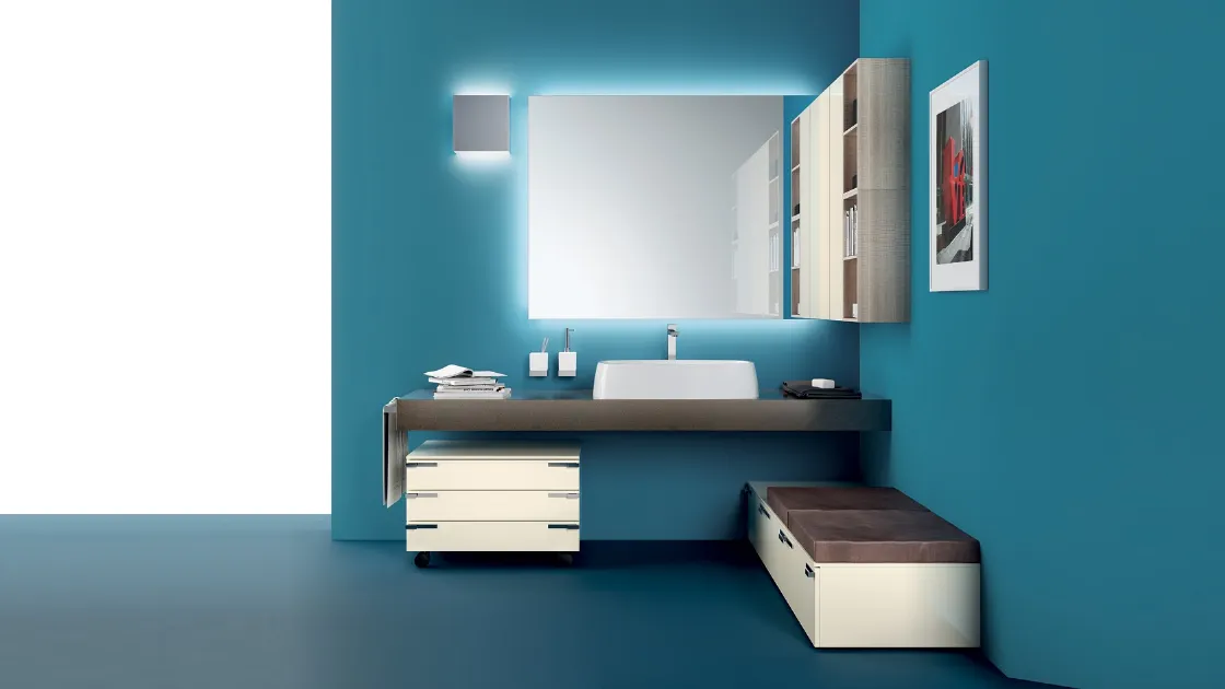 Mobile da Bagno Aquo in laccato lucido Panna Porcellana di Scavolini Bathrooms