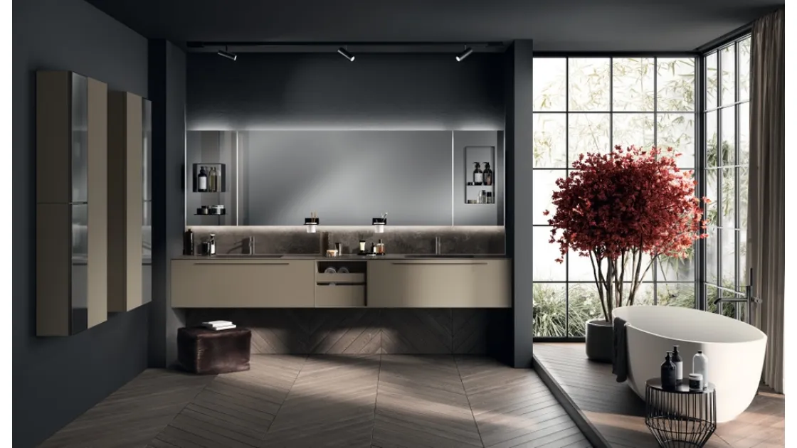 Mobile da Bagno Aquo Laccato Opaco Grigio Matera di Scavolini Bathrooms