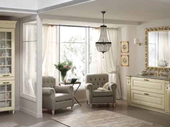 Mobile da Bagno Baltimora in laccato opaco Beige con decori Oro di Scavolini Bathrooms