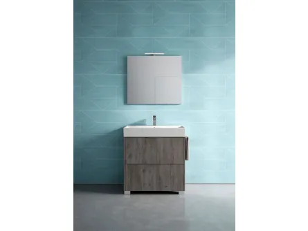 Mobile da Bagno a terra in laminato effetto legno Basic 02 di Ideagroup