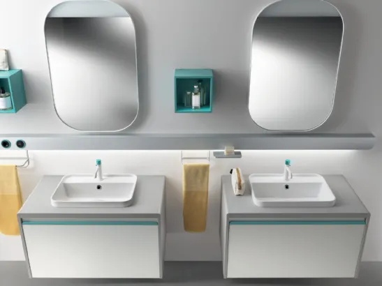 Accessori da Bagno Dandy Plus Pensili a Giorno Laccato Opaco Blu Agave di Scavolini Bathrooms