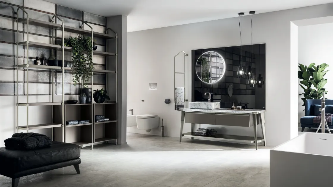 Mobile da Bagno Diesel in Decorativo Grigio Soft Dun con top e lavabo in marmo di Scavolini Bathrooms