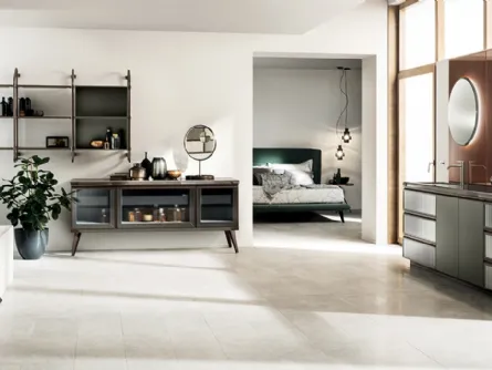 Mobile da Bagno Diesel Open Workshop con ante in Vetro Ribbed Glass di Scavolini Bathrooms