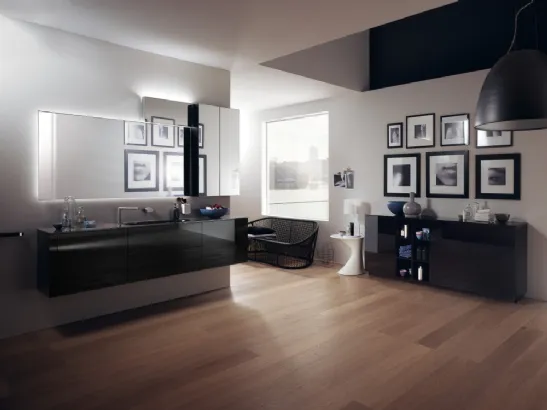 Mobile da Bagno Font in Vetro Laccato Lucido Nero Ardesia di Scavolini Bathrooms