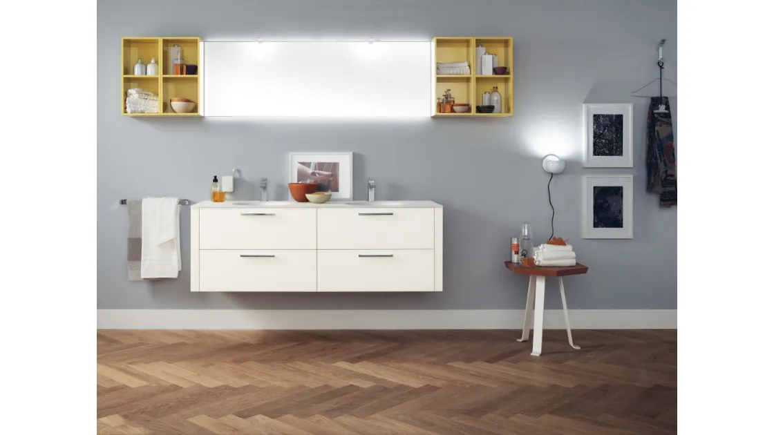 Mobile da Bagno Font in Vetro Laccato Opaco Bianco di Scavolini Bathrooms