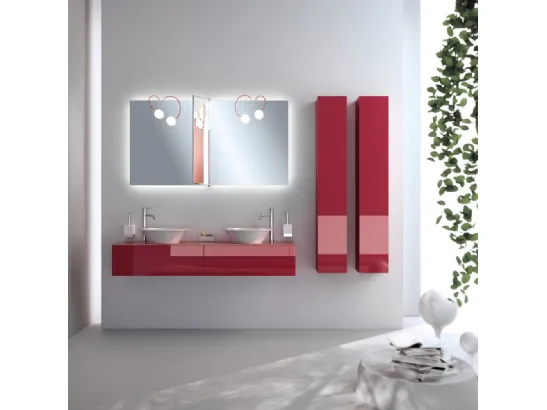 Mobile da Bagno Font in Vetro Lucido Rosso Rubino di Scavolini Bathrooms