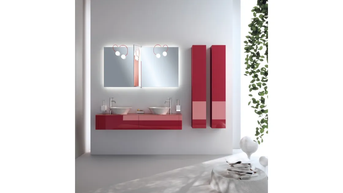 Mobile da Bagno Font in Vetro Lucido Rosso Rubino di Scavolini Bathrooms