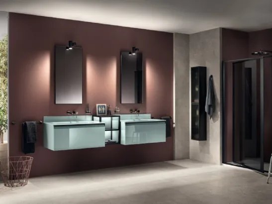 Mobile da Bagno Formalia Freestyle Laccato Lucido Verde Aloe di Scavolini Bathrooms