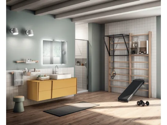 Mobile da Bagno Gym Space Laccato Opaco Giallo di Scavolini Bathrooms