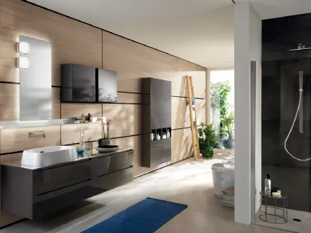 Mobile da Bagno Idro in laccato lucido Grigio Ferro di Scavolini Bathrooms