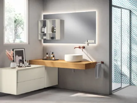 Mobile da Bagno Lagu Laccato Opaco Bianco Prestige e Rovere di Scavolini Bathrooms