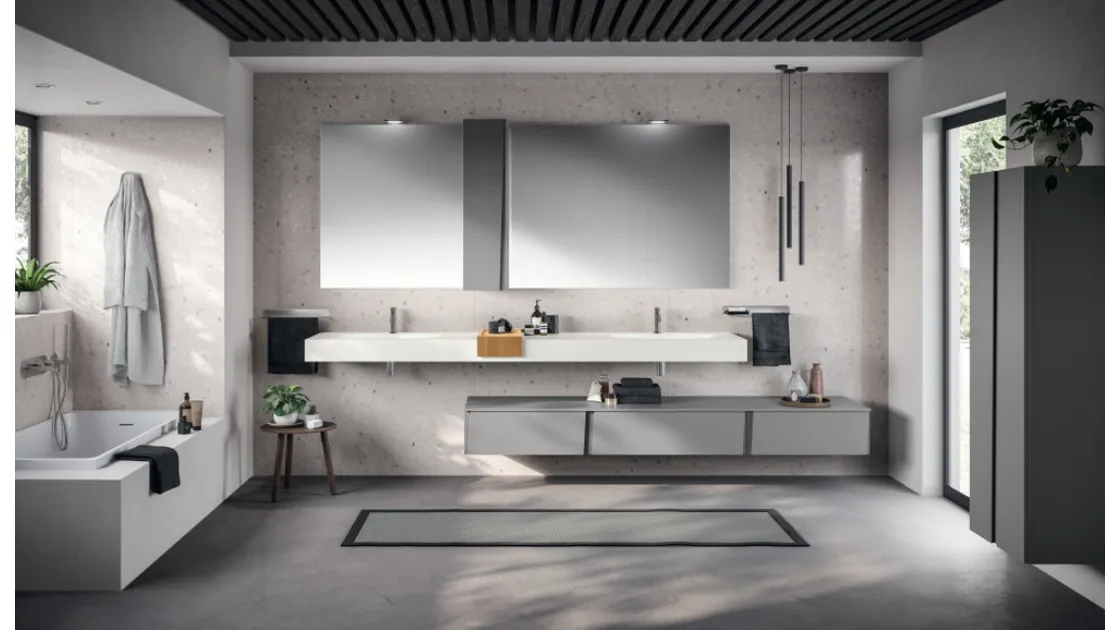 Mobile da Bagno Lagu Laccato Opaco Grigio Vulcano di Scavolini Bathrooms