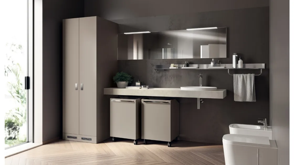 Mobile da Bagno Laundry Space Aquo in Decorativo Grigio Selce di Scavolini Bathrooms