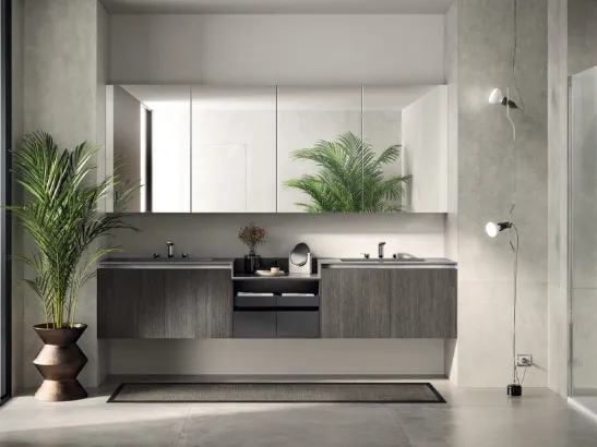 Mobile da Bagno Lido in decorativo Oriental e Laccato Grigio Opaco di Scavolini Bathrooms