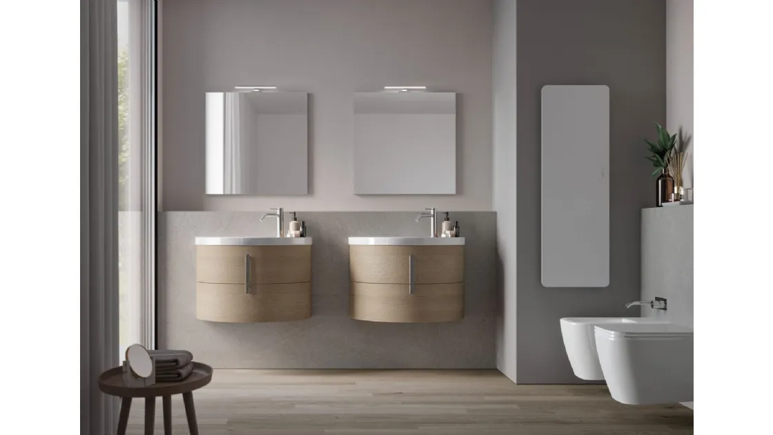 Mobile da Bagno sospeso in laminato effetto legno Moon 04 di Ideagroup