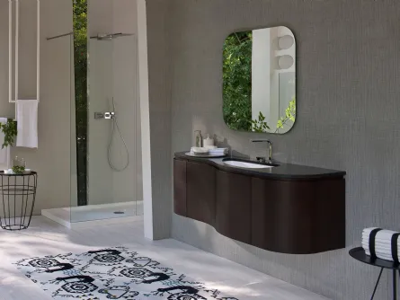 Mobile da Bagno sospeso in Frassino tinto wengè MSP 12 di Ideagroup