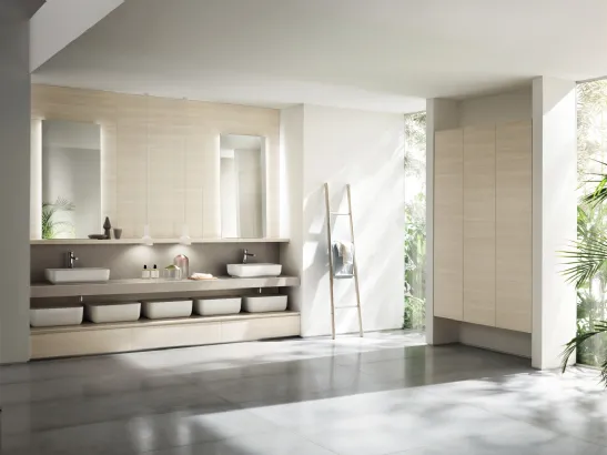 Mobile da Bagno Qi in Decorativo Olmo Kuuki a Terra di Scavolini Bathrooms