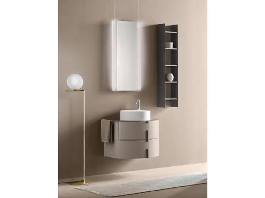 Mobile da Bagno sospeso in laccato Lino opaco Round 07 Truffle Dust di Ardeco