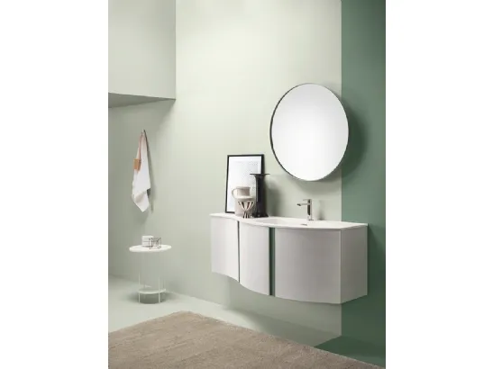 Mobile da Bagno in laccato Bianco opaco con top in Mineralmarmo Round 09 White Obsession di Ardeco