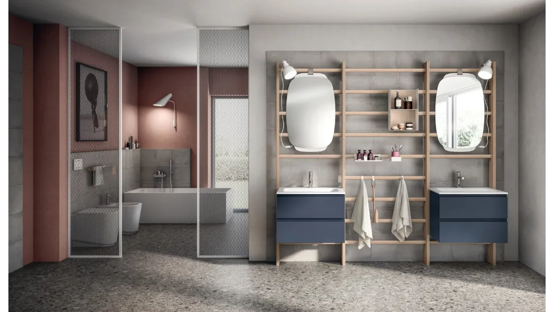 Mobile da Bagno Gym Space Laccato Opaco Blu Moon di Scavolini Bathrooms