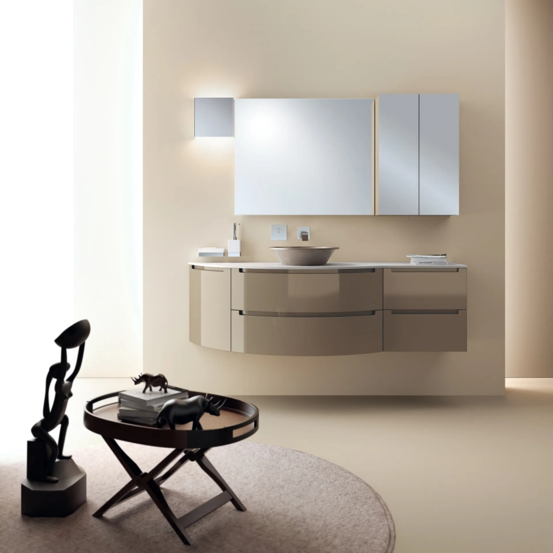 Mobile da Bagno Idro Laccato Lucido Grigio Tundra di Scavolini