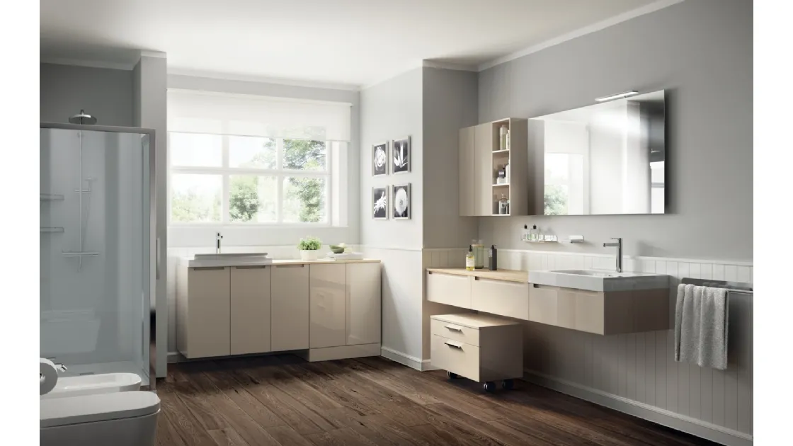 Mobile da Bagno Laundry Space Idro Laccato Lucido Panna Porcellana di Scavolini Bathrooms