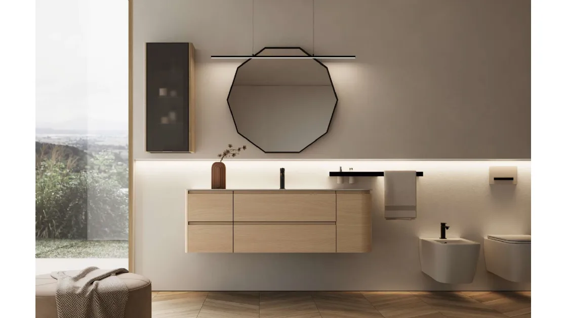 Mobile da Bagno Seventy|Form 02 in frassino sbiancato di Ideagroup