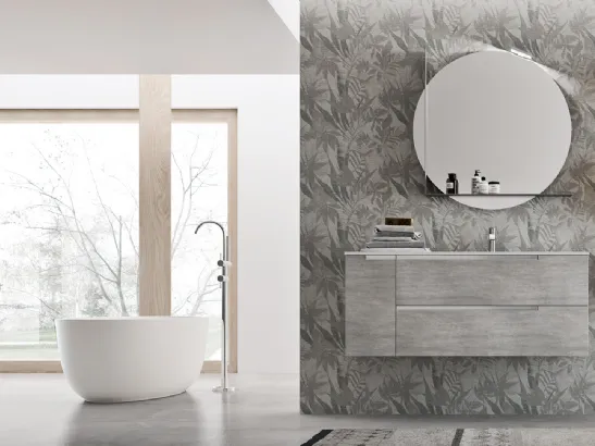 Mobile da Bagno sospeso in melaminico Trama Grigio Start Block 01 di Ardeco