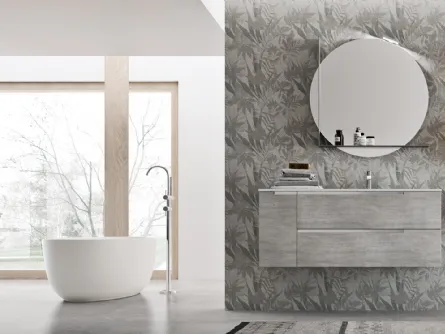 Mobile da Bagno sospeso in melaminico Trama Grigio Start Block 01 di Ardeco