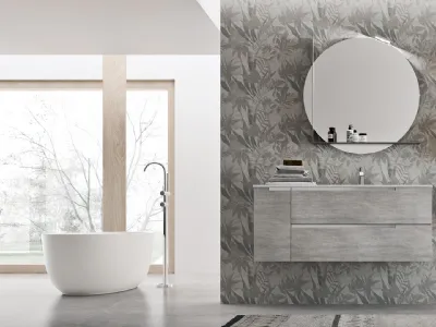 Mobile da Bagno sospeso in melaminico Trama Grigio Start Block 01 di Ardeco