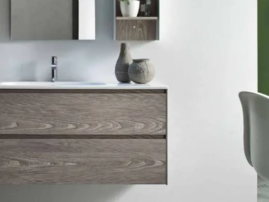 Mobile da Bagno sospeso in melaminico effetto legno French Grey Start Block 08 di Ardeco