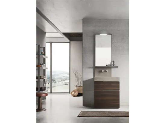 Mobile da Bagno in melaminico Termocotto con top e schienale integrato in gres Start Line 01 di Ardeco