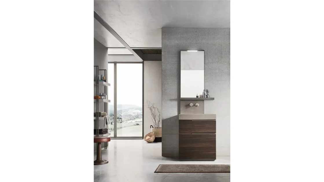 Mobile da Bagno in melaminico Termocotto con top e schienale integrato in gres Start Line 01 di Ardeco