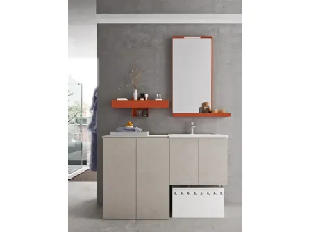 Mobile da Bagno per lavanderia Start Wash 03 in melaminico Trama Grigio di Ardeco