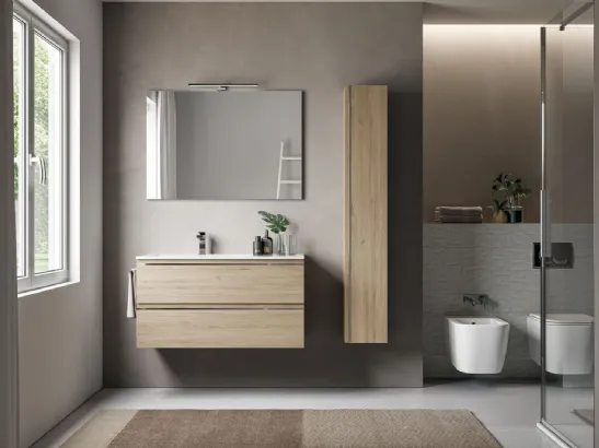 Mobile da Bagno sospeso in laminato effetto legno System 01 di Ideagroup