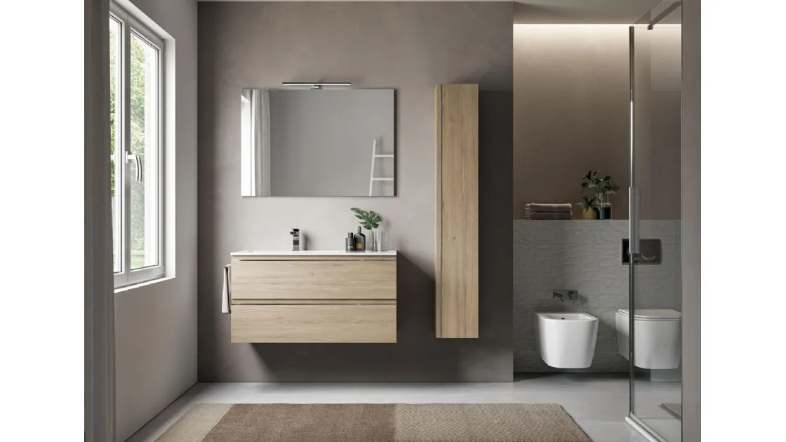 Mobile da Bagno sospeso in laminato effetto legno System 01 di Ideagroup