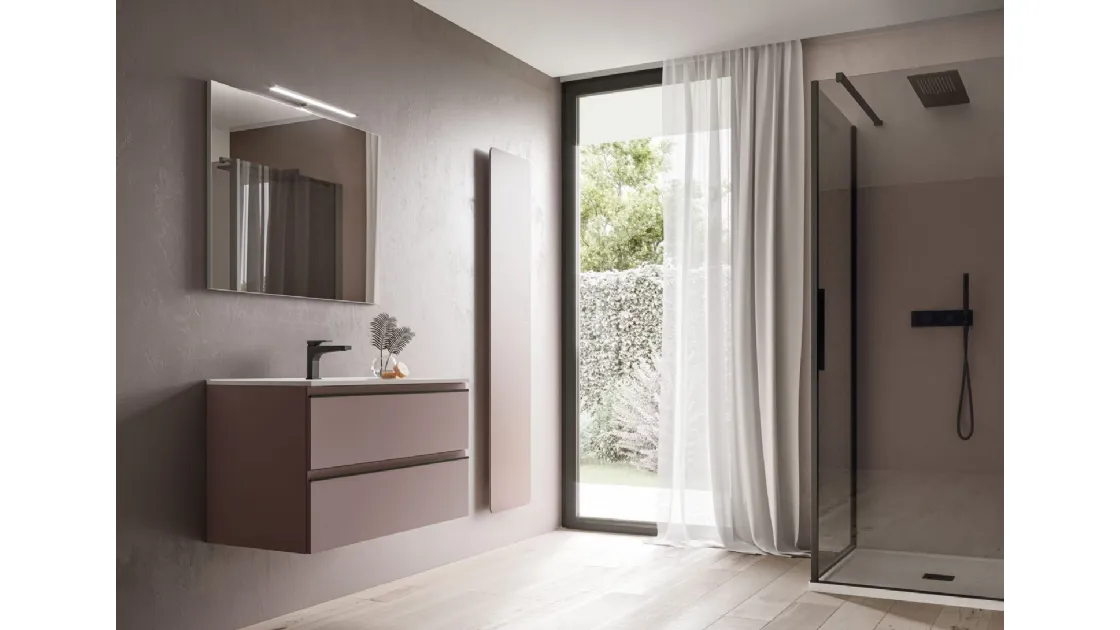 Mobile da Bagno sospeso in laccato opaco System 02 di Ideagroup