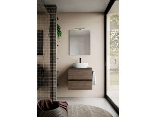 Mobile da Bagno sospeso in laminato effetto legno System 03 di Ideagroup