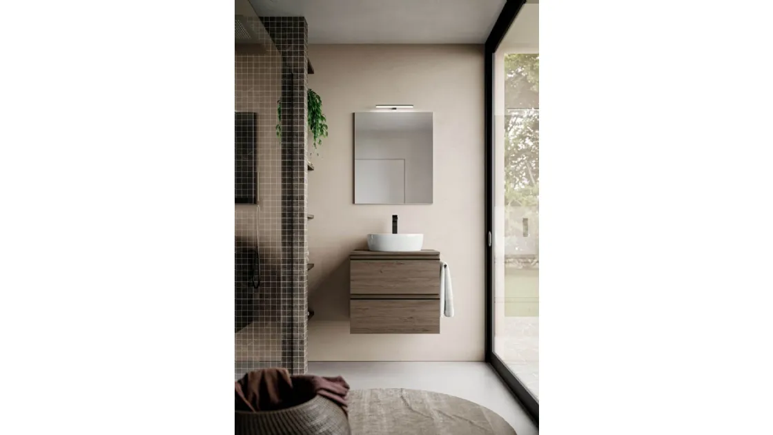 Mobile da Bagno sospeso in laminato effetto legno System 03 di Ideagroup