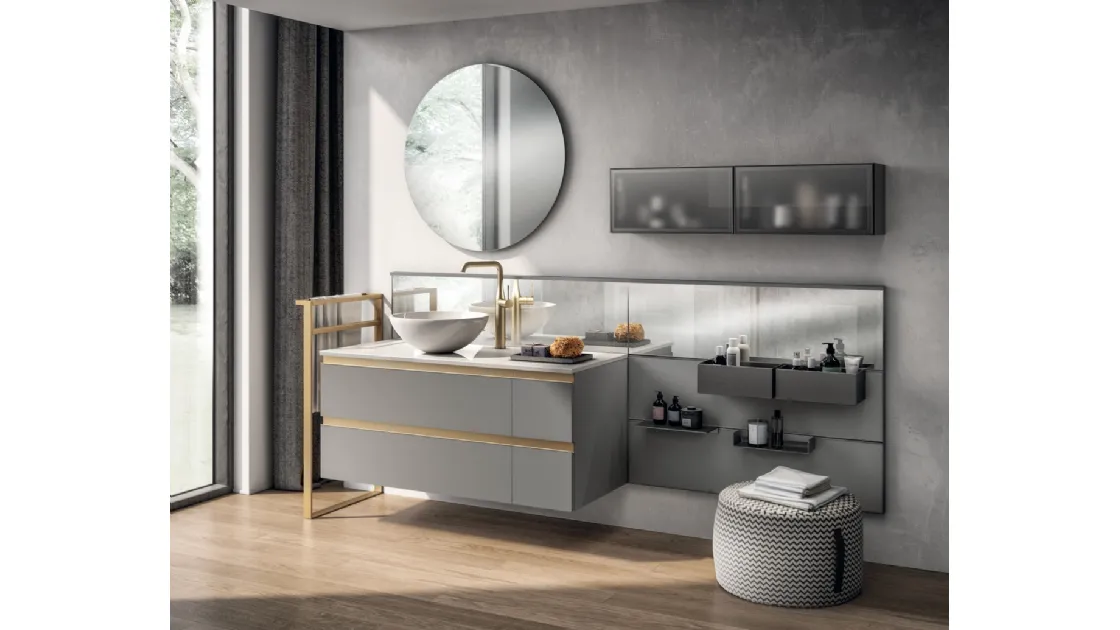 Mobile da Bagno Tratto Laccato Opaco Grigio Titanio di Scavolini Bathrooms