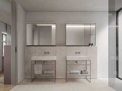 Mobile da Bagno in alluminio laccato Wall Home 2|B2 di Ideagroup