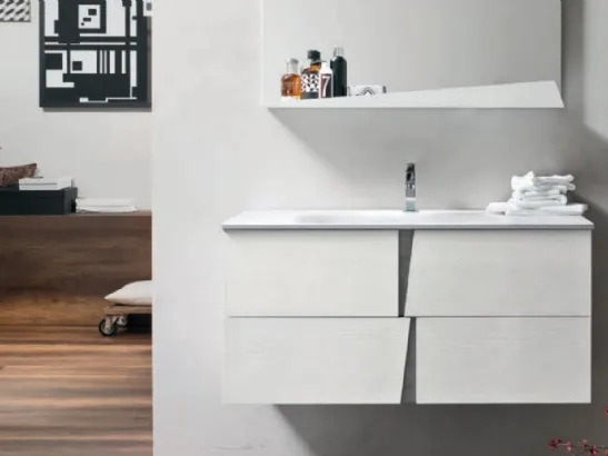 Mobile da Bagno Wector in melaminico Olmo Gesso e HPL Cemento 14 di Ardeco