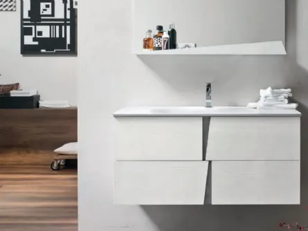 Mobile da Bagno Wector in melaminico Olmo Gesso e HPL Cemento 14 di Ardeco