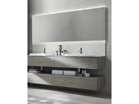 Mobile da Bagno sospeso in melaminico French Grey con top in HPL Wind 45 di Ardeco