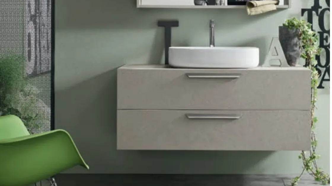 Mobile da Bagno sospeso in melaminico Malta Grigio Wind 53 di Ardeco