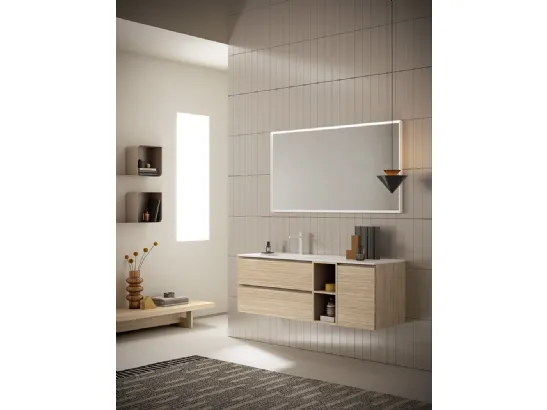 Mobile da Bagno sospeso Yang 04 in melaminico Dry Natural di Ardeco